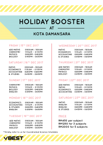holiday booster timetable kd 01 VBest Tuition Centre