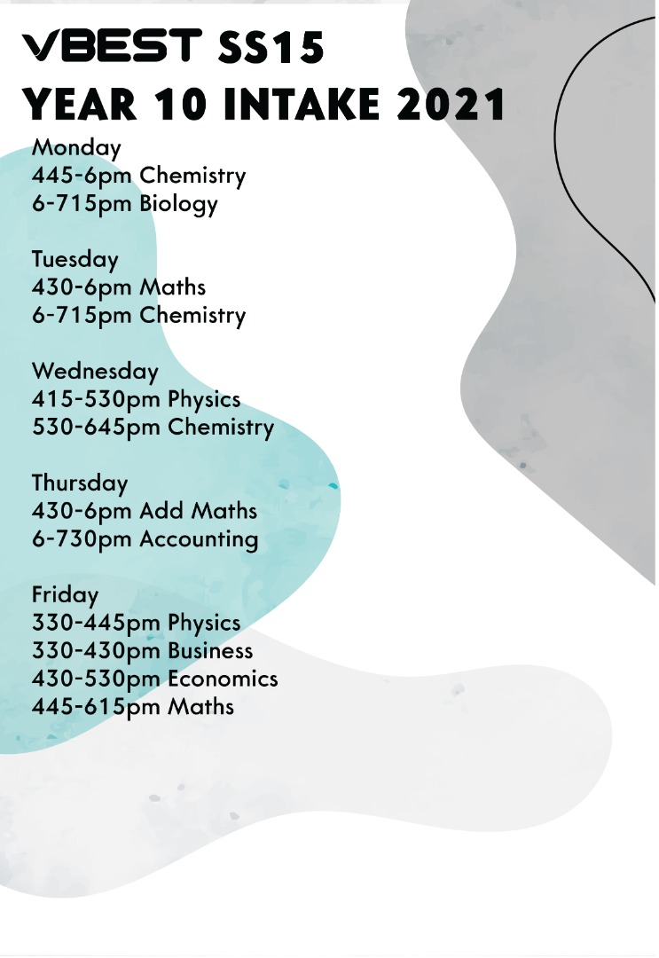 igcse ss15 tuition timetable