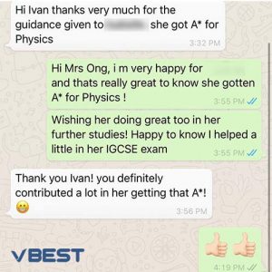 Parents thanks teacher VBest Year 1 to Year 13 Tuition Centre