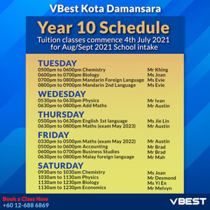 year 10 schedule1.4 VBest Year 1 to Year 12 Tuition Centre