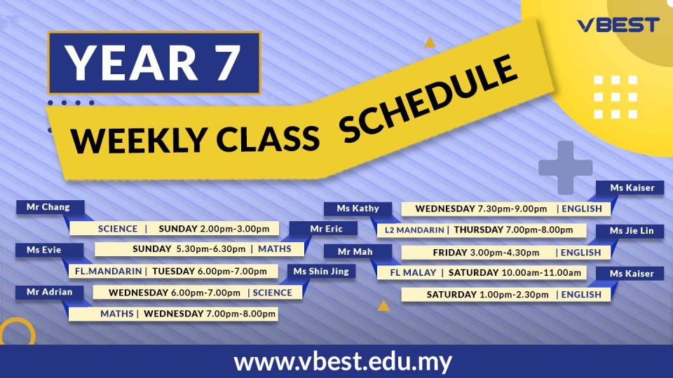 year 7 schedule sep intake horizontal