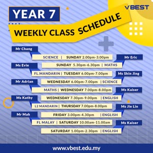 year 7 schedule sep intake VBest Year 1 to Year 12 Tuition Centre