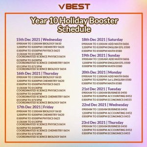 holiday booster schedule 2021 VBest Year 1 to Year 12 Tuition Centre