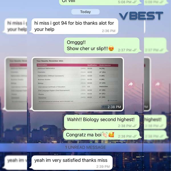 VBest Student Results