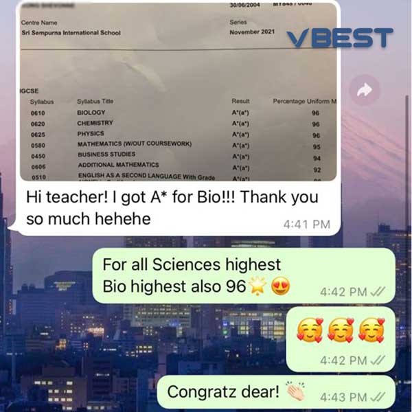 VBest Student Results