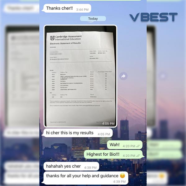 VBest Student Results