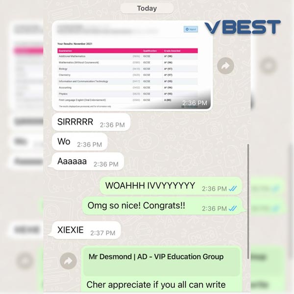 VBest Student Results