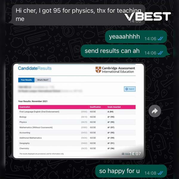 VBest Tuition Centre Klang VBest Year 1 to Year 13 Tuition Centre Every Student Is Different VBest Student Results