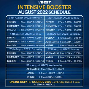 intensive-booster-August-2022 VBest Year 1 to Year 13 Tuition Centre