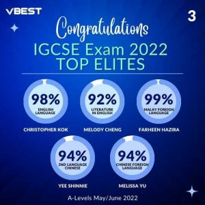 IGCSE top achiever 2022 VBest Year 1 to Year 13 Tuition Centre