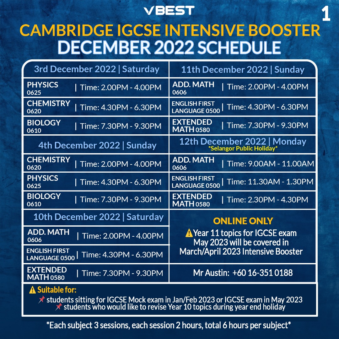 ๐ Booster - Year 10 IGCSE Intensive Course Dec 2022 VBest Year 1 to Year 13 Tuition Centre Every Student Is Different ๐ Booster - Year 10 IGCSE Intensive Course Dec 2022 VBest Year 1 to Year 13 Tuition Centre