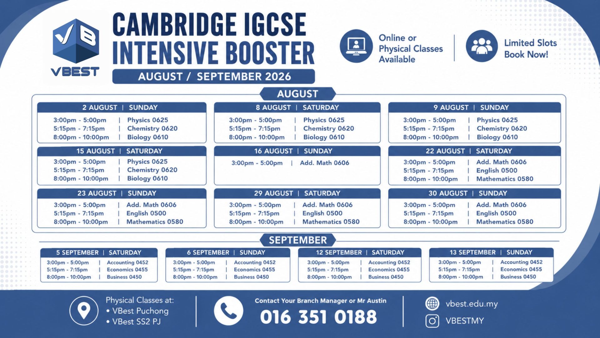 Intensive Booster Aug/Sep 2026