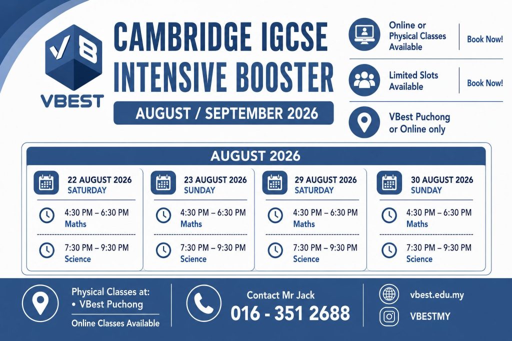 Year 9 Checkpoint Intensive, igcse, VBest, year 9 igcse, tuition, year 9 tuition Y9 Checkpoint Intensive VBest Tuition Centre